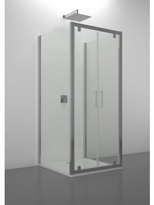 Venere Double Hinged Peninsular Shower Enclosure Glass Doors Aluminum Frame by SintesiDesign Online Sales