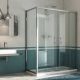 Replay Duo 2-Sliding-Doors Corner Shower Enclosure Anodized Aluminum and Glass Structure by SintesiDesign Sales Online