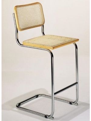 Vienna stool with chromed structure and indian cane seat and backrest buy online sintesidesign