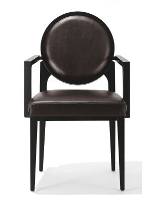 Dolcevita SB Chair with Armrests Wooden Frame Leather Seat by Cabas Online Sales