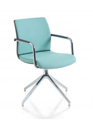 Karma Padded Pyramidal waiting chair steel base polyester fabric seat by Kastel online sales