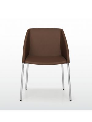 Hyway 5 Small Armchair Steel Legs Leather Seat by Quinti Online Sales