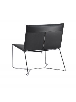 Matt Lounge chair steel base thick leather seat by Montina buy online on www.sintesi.design