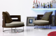 Sales Online Round Swivel Armchair Solid Wood Chromed Base with Fabric by Linfa Design.