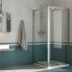 Sintesi Duo 1-Pivot-Door Corner Shower Enclosure Anodized Aluminum and Glass Structure by SintesiDesign Sales Online