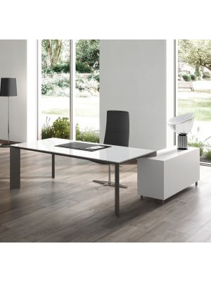 Kono Desk C Glass Desk Aluminum Legs Glass Top by About Office Online Sales