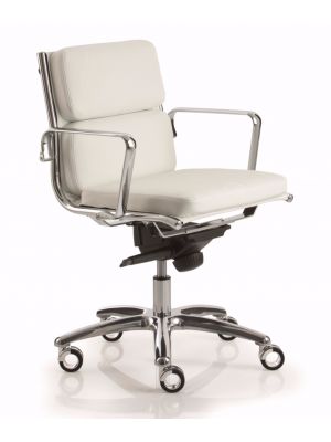 Light 18090B Sedia Direzionale Base in Alluminio Seduta in Pelle by Luxy Vendita Online