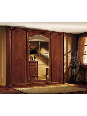 Roma Wardrobe Walnut Made in Italy by Bianchi Mobili 4 Doors