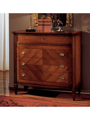 Minoa Dresser In Walnut 4 Interlocking Drawers by Bianchi Mobili