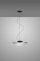 Sales Online Loop F35 A01 Suspensions Lamp with Diffuser in Transparent Blown Glass and Black Metal Painted Structure by Fabbian