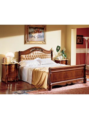 Althea Upholstered Bed Made Wood and Leather Made in Italy by Bianchi Mobili