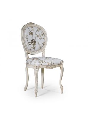 Rossella Classic Chair Wooden Structure Fabric Seat by SintesiDesign Online Sales