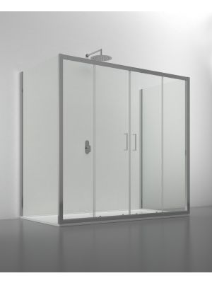 Venere Double Sliding Peninsular Shower Enclosure Glass Doors Aluminum Frame by SintesiDesign Online Sales