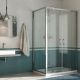 Sintesi Duo 2-Pivot-Doors Corner Shower Enclosure Anodized Aluminum and Glass Structure by SintesiDesign Sales Online