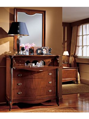 Alice Dresser Night Collection With Mirror by Bianchi Mobili Walnut