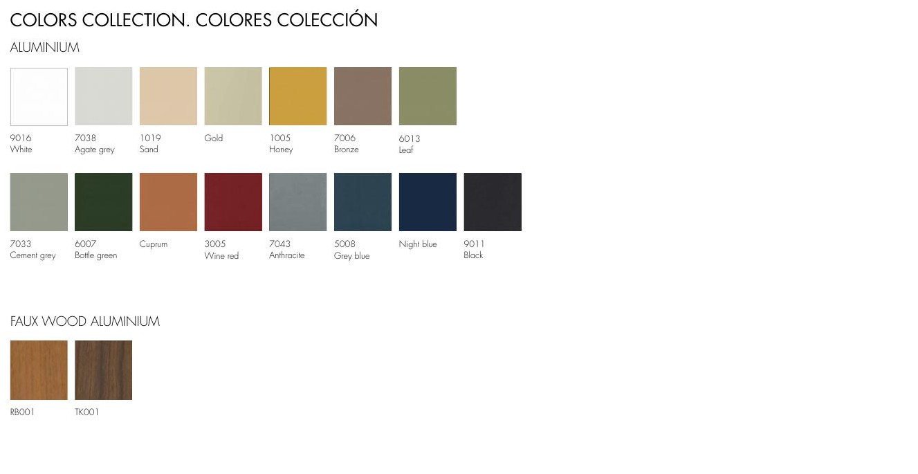 Colours and finishes