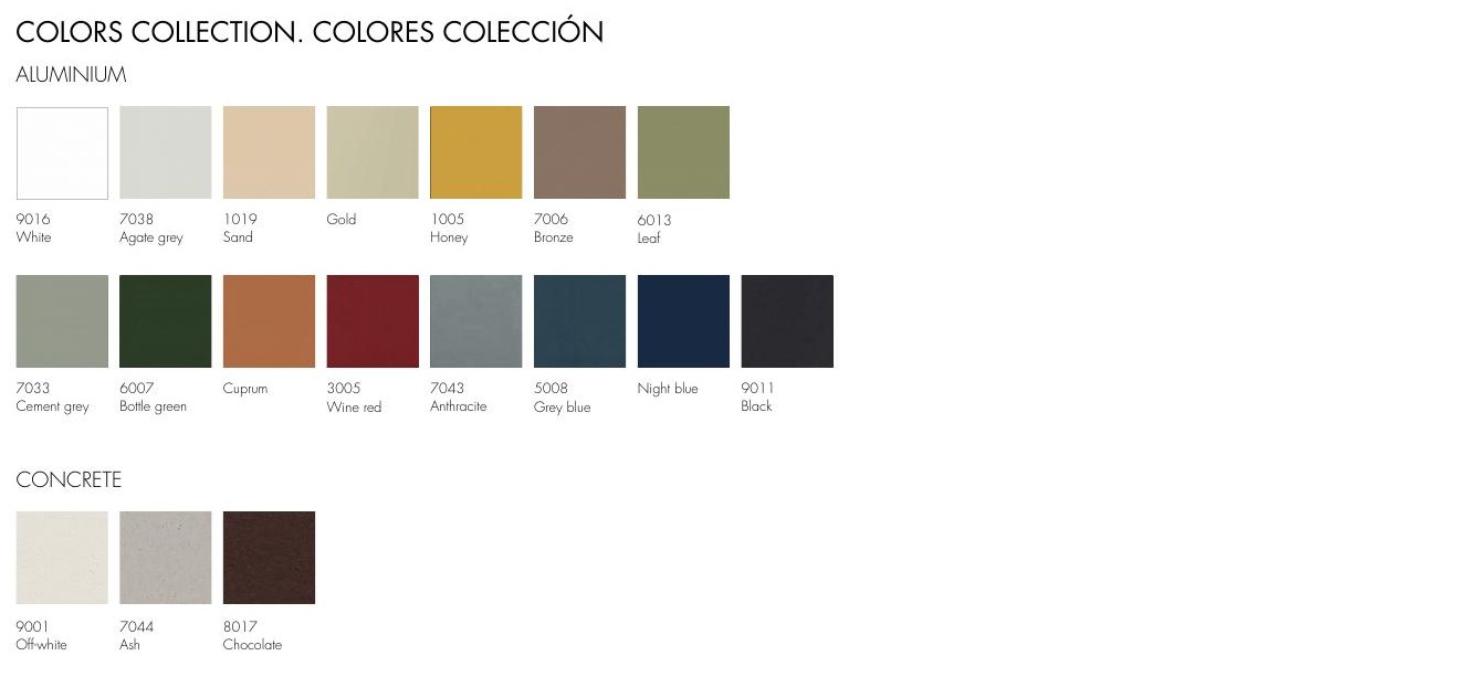 Colours and finishes