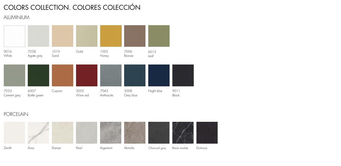 Colours and finishes