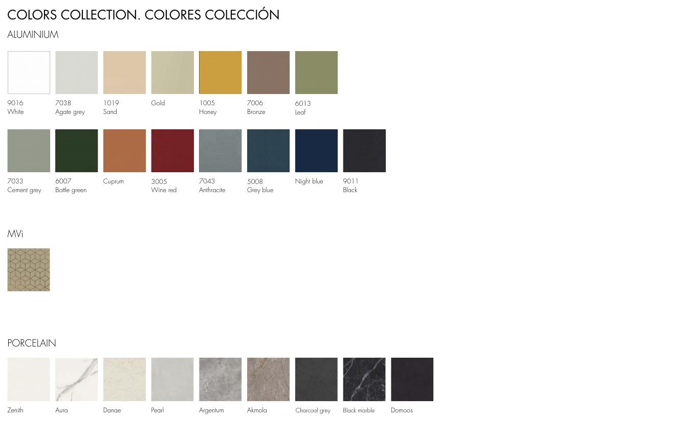 Colours and finishes