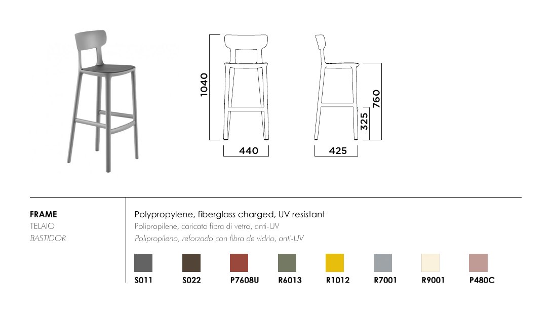 Canova Wood Bar Stool — dimensions & frame colours