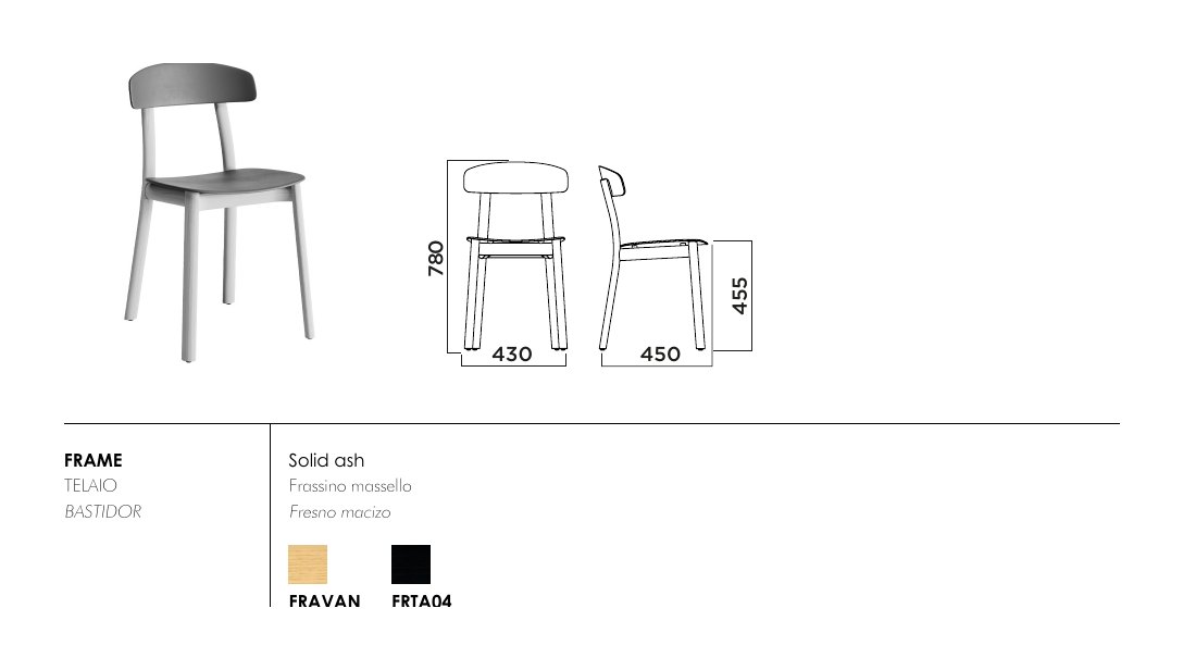 Feluca Organic — dimensions & frame colours