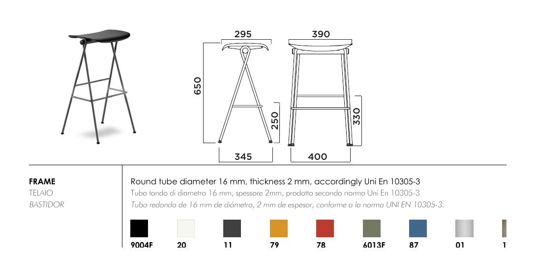 Flip Kitchen Stool — dimensions & frame colours