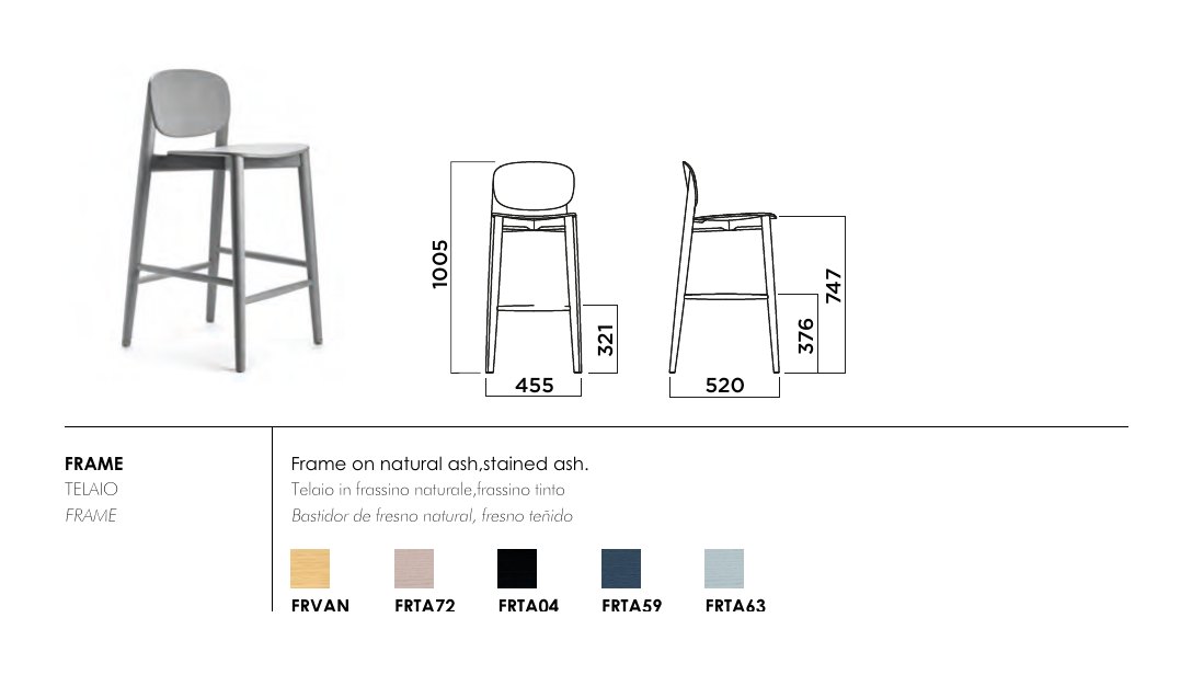 Harmo Bar Stool — dimensions & frame colours