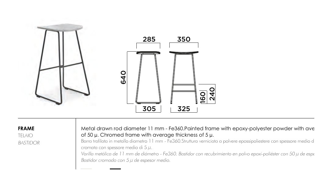 Klejn Kitchen Stool Wood — dimensions & frame colours
