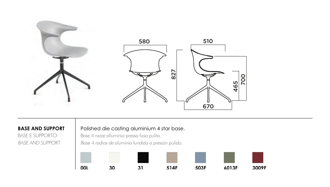 Loop Mono 4 Star Aluminium base — dimensions & frame colours