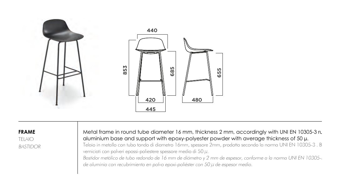 Pure Loop Mini 4 Legs Kitchen — dimensions & frame colours