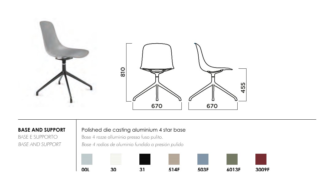 Pure Loop Mono 4 Star Aluminium Base — dimensions & frame colours