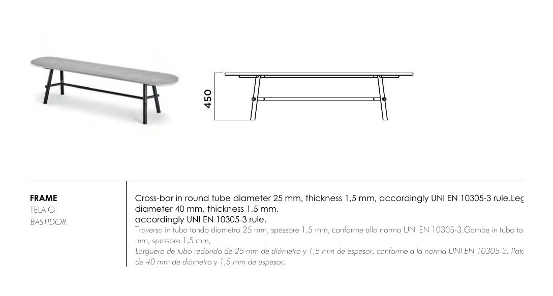 Record Bench — dimensions & frame colours