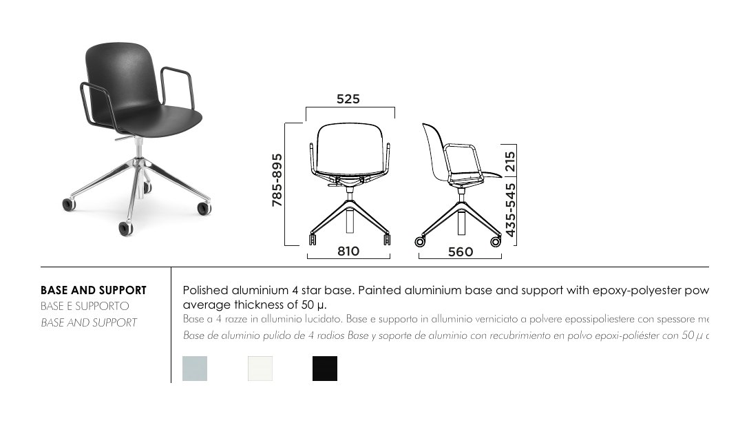 Relief 4 star updown with arms — dimensions & frame colours