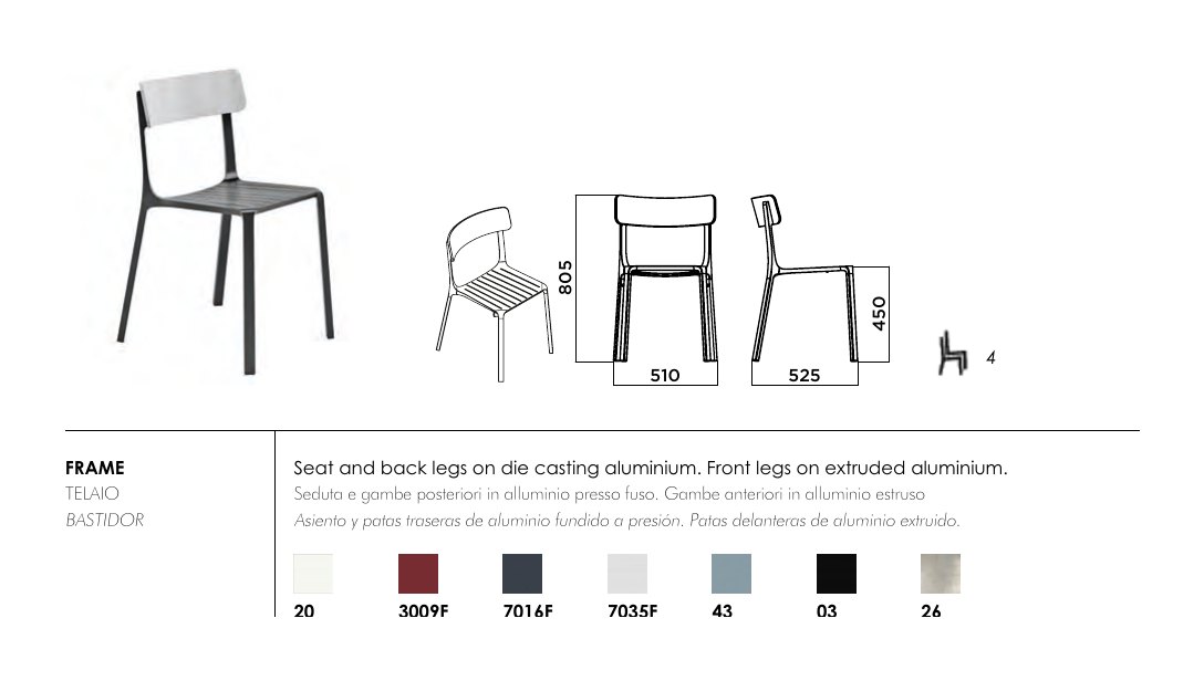 Ruelle Veranda — dimensions & frame colours