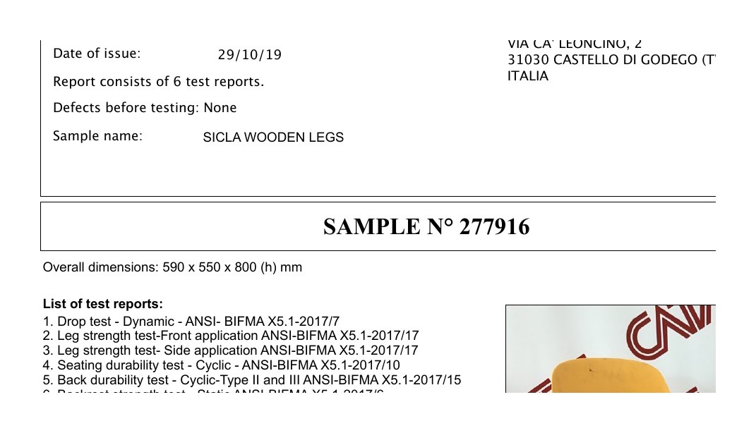 Sicla Wooden legs — dimensions & frame colours