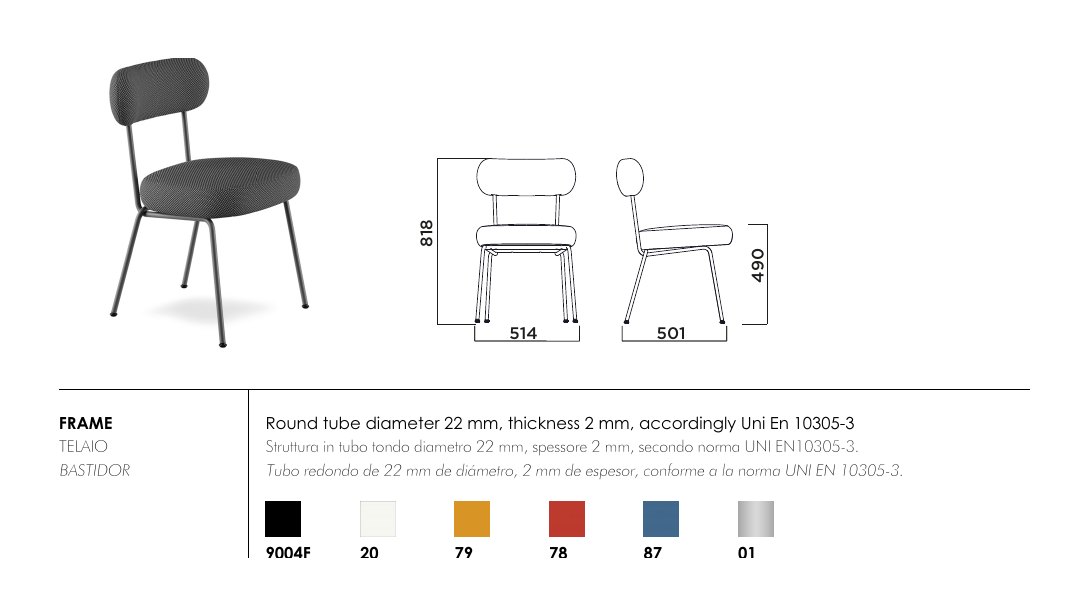 Takumi side chair — dimensions & frame colours