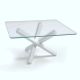 Aikido Square Dining Table Whit Tempered Clear Glass top Sovet