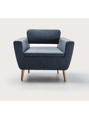 Serie 50 W 8713 low armchair fabric coated wooden legs by LaCividina online sales on Sintesi.Design