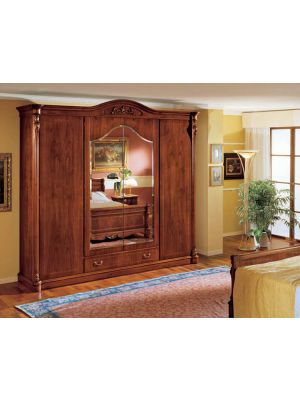 Sales Online Althea Wardrobe by Bianchi Mobili Walnut 4 Doors