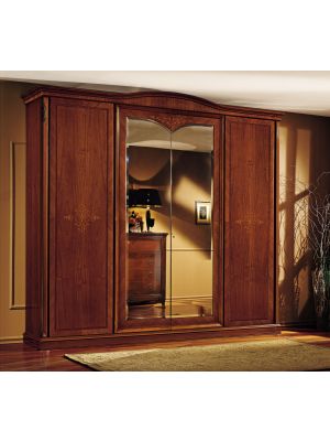 Praga Wardrobe 4 Doors Made in Italy by Bianchi Mobili Walnut