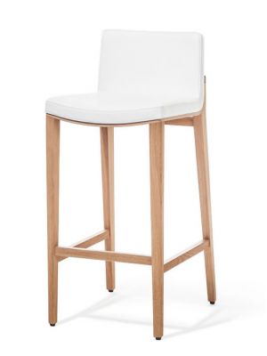 Moritz stool wooden structure leather seat by Ton online sales