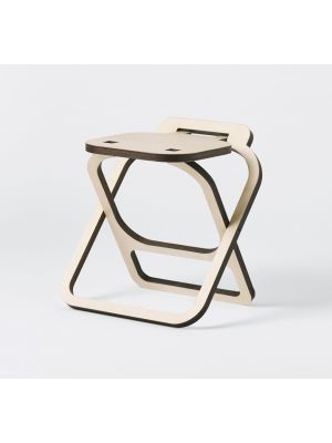 Carletto high design folding low stool birch wood structure by Parva online sales on www.sintesi.design now!