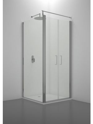 Marte Double Corner Shower Enclosure Glass Doors Aluminum Frame by SintesiDesign Online Sales