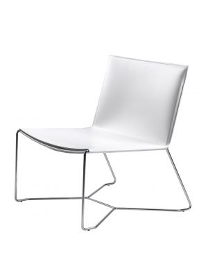 Matt Lounge chair steel base thick leather seat by Montina online sales on www.sintesi.design