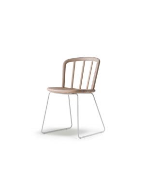 Nym 2850 sled chair steel base wooden seat suitable for contract use by Pedrali online sales